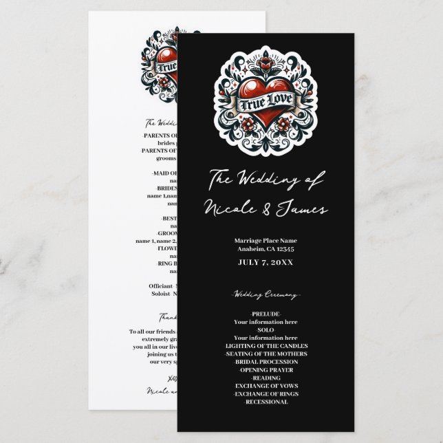 Programme Autocollant de tatouage de cœur d'amour vrai Progr (Devant / Derrière)