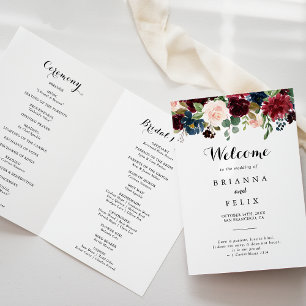 Programme Automne Rustique Bourgogne Calligraphie pliée Mari