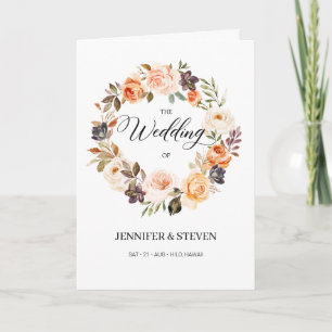 Programme Automne Terracotta Orange Fleurs Mariage Plié