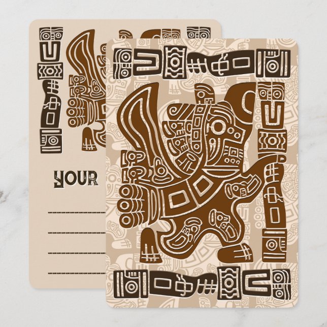 Programme Aztec Eagle Guerrier Tribal Art antique (Devant / Derrière)