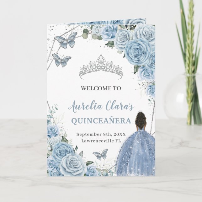 Programme Baby Blue Floral Quinceanera Brown Princesse Événe (Devant)