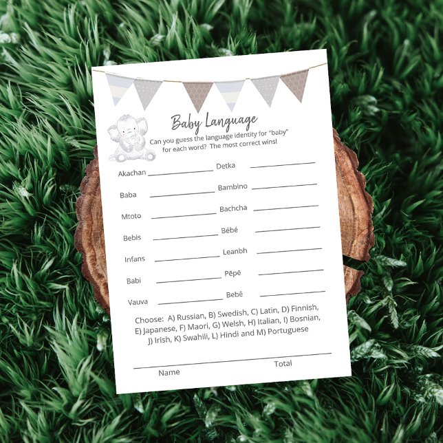 Programme Baby Language Game Modern Baby Elephant Card (Créateur téléchargé)