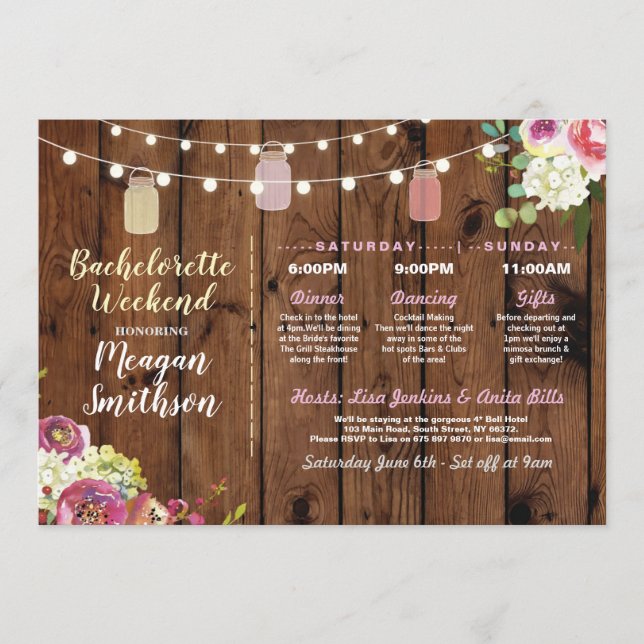 Programme Bachelorette Fête des mariées Itinéraire Jars Bois (Devant)