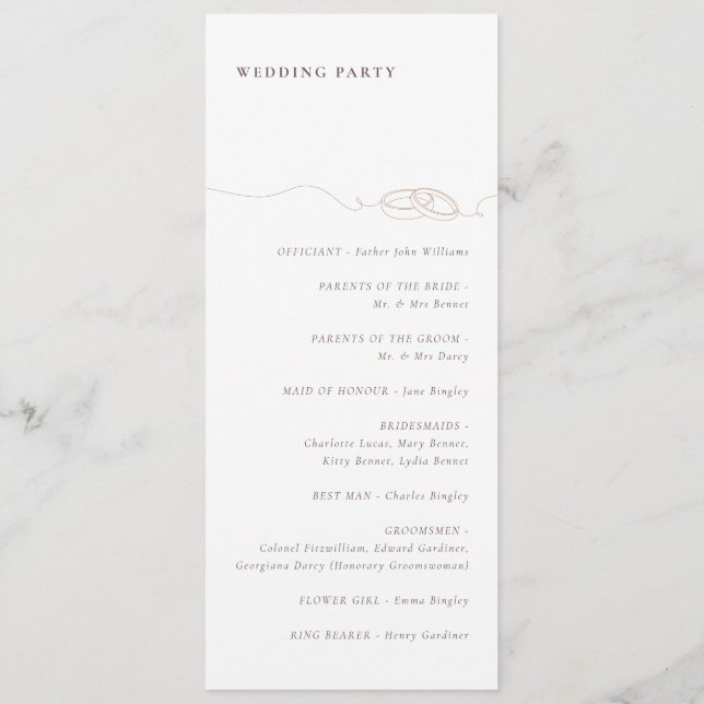 Programme Bagues Mariages simples minimales | Mariage rose p (Dos)