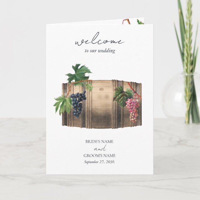 Programme Barrel Winery Vineyard Mariage Ordre de service (Devant)