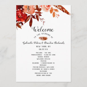 Programme Beauté Rustique Florale Cérémonie de Mariage Bohèm