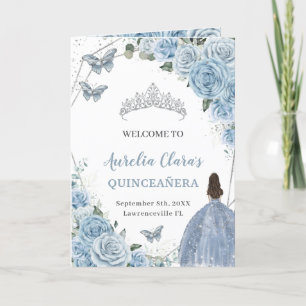 Programme Bébé Bleu Floral Quinceanera Princesse Papillons