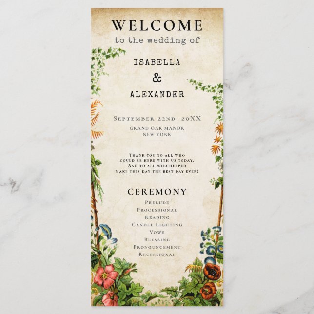 Programme Bibliothèque vintage Histoire Livre Élégant Jardin (Devant)