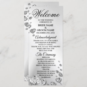 Programme Bienvenue Coeurs d'argent Mariage Grey Elégant Rus