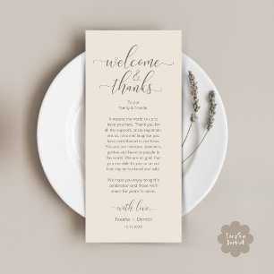 Programme Bienvenue et merci Mariage Place Setting Card