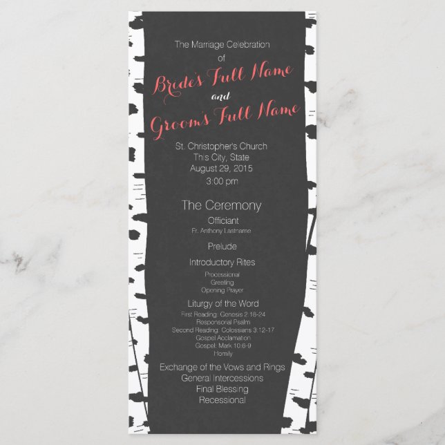Programme Birch Trees Slate Grey Wedding Program (Devant)