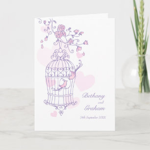 Programme Bird cage pink purple wedding program