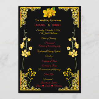 Programme Black and Gold Wedding Program