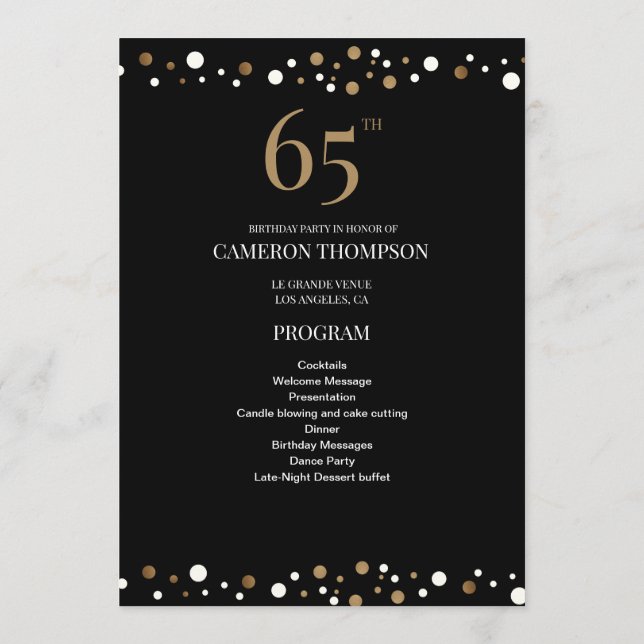 Programme Black Gold 65e anniversaire Elegant Party Programm (Dos)