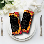 Programme Black Magic rencontre Rustic Golden Autumn Mariage<br><div class="desc">Black Magic Meets Rustic Golden Autumn Wedding Program Guidez vos invités à travers votre journée spéciale avec notre programme de mariage exquis. Ce design captivant présente un décor rustique de feuilles d'automne, complété par un panneau noir plus court, orné d'un cadre doré chatoyant et entouré de feuillage d'automne. Les noms...</div>