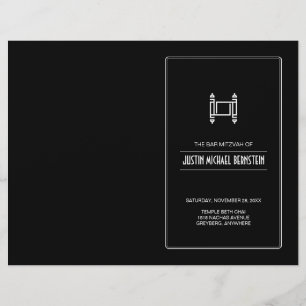 Programme Black Simple Torah Bar Mitzvah