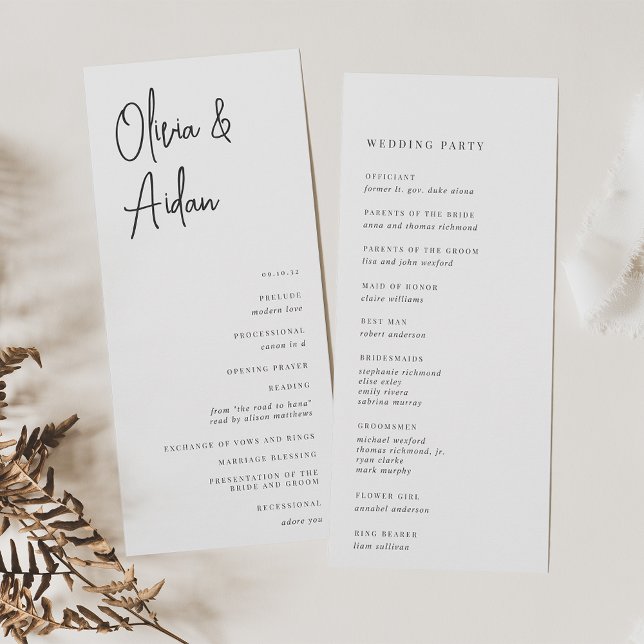 Programme Black & White Modern Handwritten Script Wedding (Créateur téléchargé)