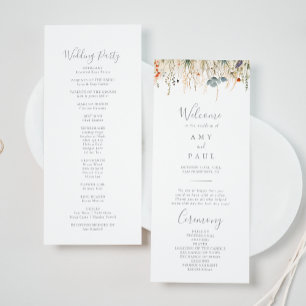 Programme Blissful Colorful Boho Fleur sauvage Wedding Progr