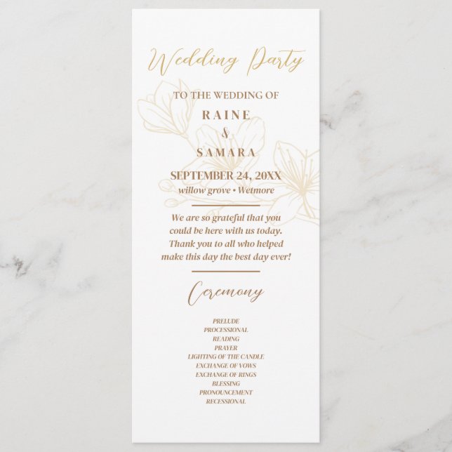 Programme Blooming with Love : Mariage de script minimaliste (Devant)