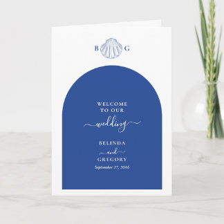 Programme Blue Clam Seashells Wedding Order of Service