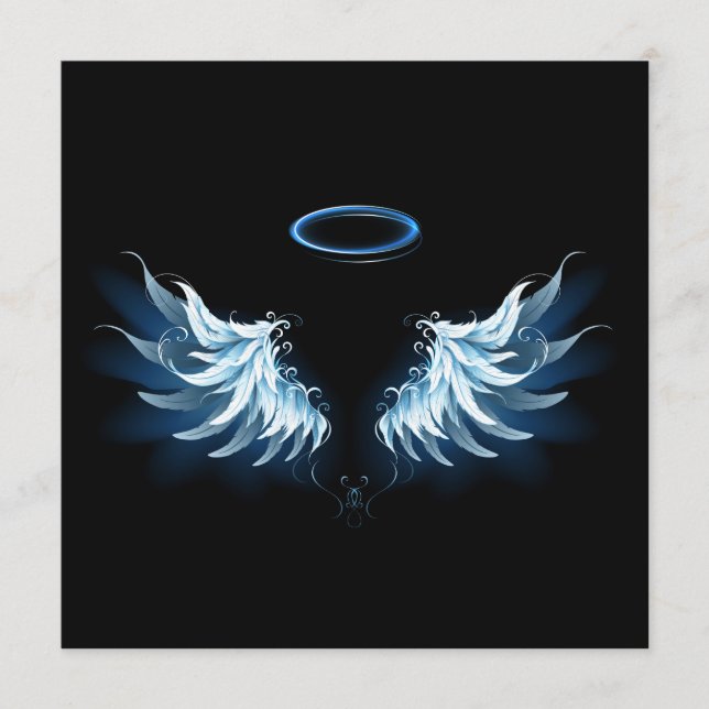 Programme Blue Glowing Angel Wings on black background (Devant)