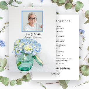 Programme Blue Hydrangea dans Jar funérailles service Memori