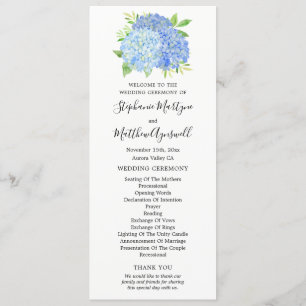 Programme Blue Hydrangea Fleurs Mariage d'aquarelle