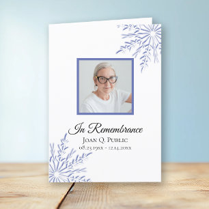 Programme Blue Winter Snowflakes Service funéraire plié