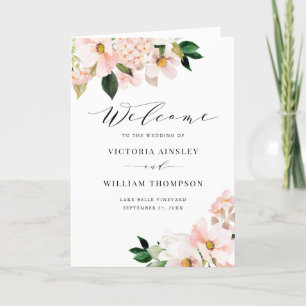 Programme Blush Pink Magnolias & Hydrangeas Wedding Booklet