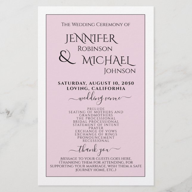 Programme | Blush simple et moderne (Devant)