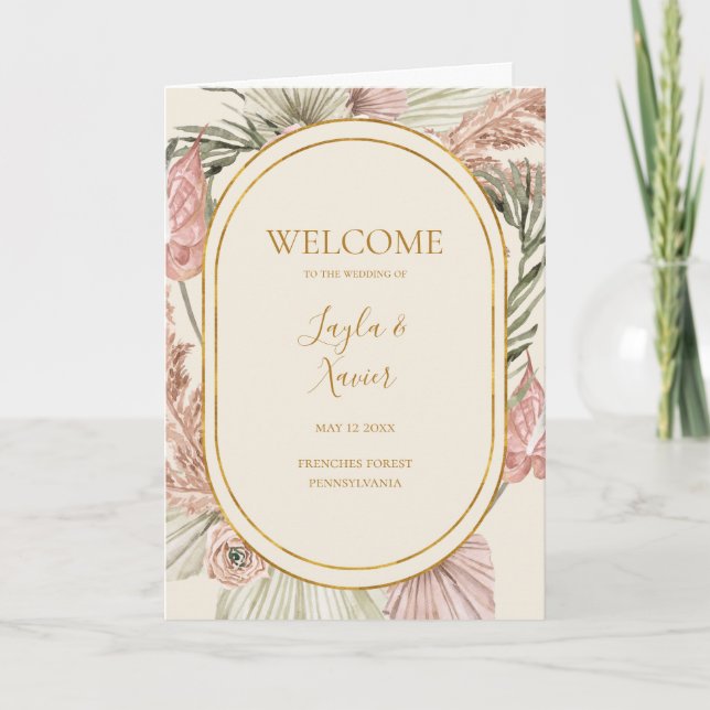 Programme Boho Botanical Ivory et Green Folt Mariage (Devant)