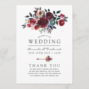 Programme Boho Chic Bourgogne et Mariage floral Navy