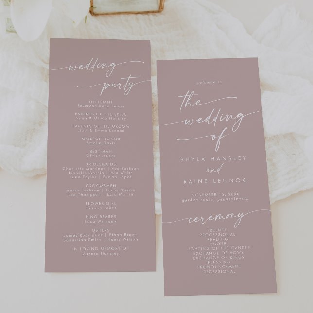 Programme Boho Chic Dusty Rose Mariage Longueur du thé rose (Créateur téléchargé)