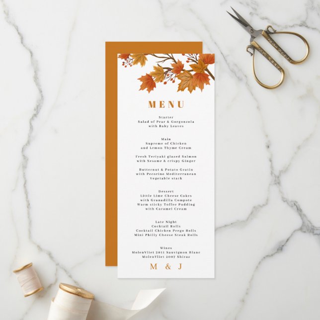 Programme Boho Chic Mariage de automne (Devant/Arrière en situation)