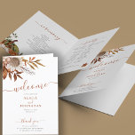 Programme Boho chute aquarelle fleurie terre cuite mariage<br><div class="desc">Moderne aquarelle rustique fleurs botaniques, citrouilles, feuillage et feuilles séchés faisant un automne chic chic élégant programme de mariage personnalisé modèle avec un script de calligraphie à la mode écriture manuscrite et la palette de couleur beige terre en terre cuite. Facile à personnaliser avec vos détails à l'avant et à...</div>