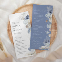 Boho Elegant Ocean Beach Coral Blue Mariage