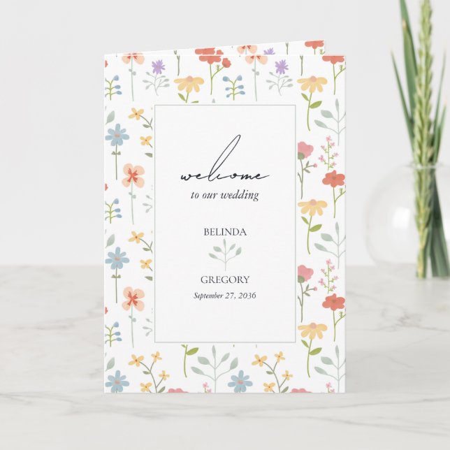 Programme Boho Fleur sauvage Floral Mariage Ordre de service (Devant)