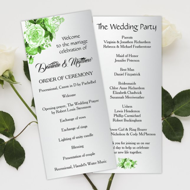 Programme Boho Green Rose Metallic Silver Mariage (Créateur téléchargé)