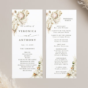 Programme Boho Protea Pampas Grass Floral Mariage Cérémonie 