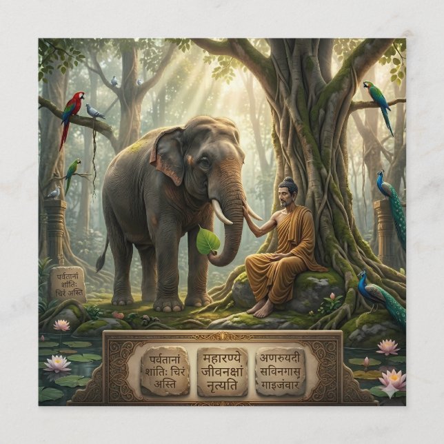 Programme Bouddha serein et éléphant dans l'art de la forêt  (Devant)