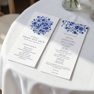 Programme Bouquet Bleu Aquarelle Ordre de Cérémonie de Maria