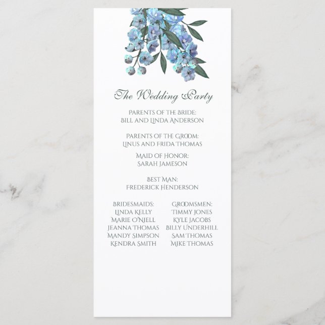 Programme Bouquet de Delphinium Floral Bleu (Dos)