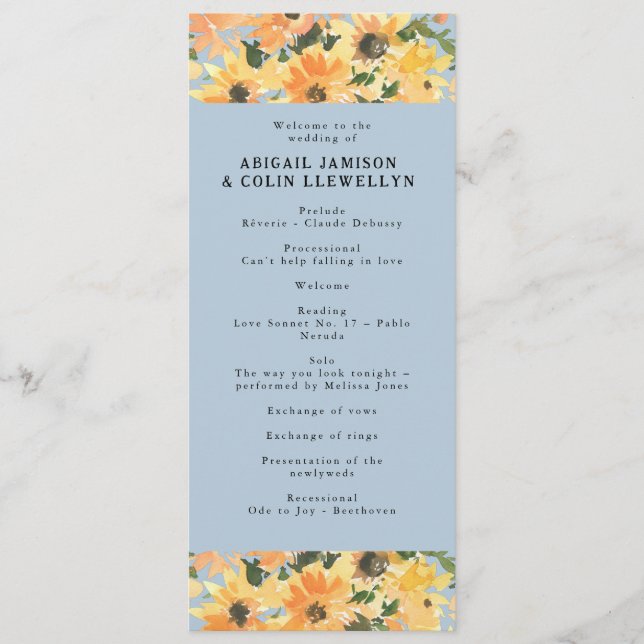 Programme Bouquet de tournesol rustique aquarelle (Devant)