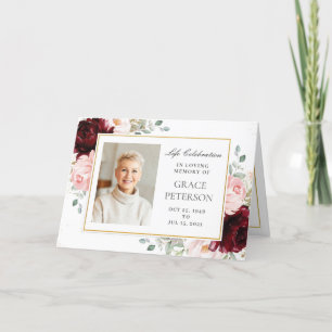 Programme Bourgogne Blush Floral Greenery Photos Funérailles