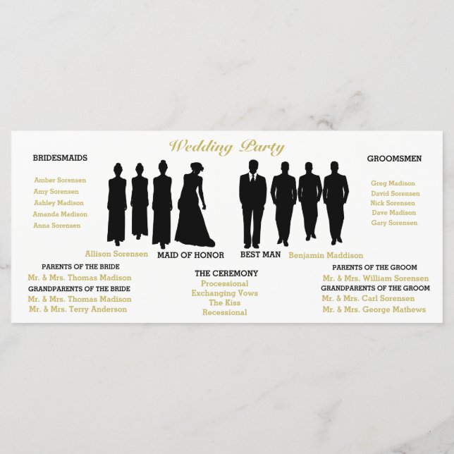 Programme BRIDE & CO White & Gold Polka Dot Wedding Party (Dos)