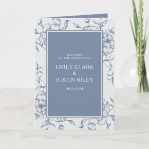 Programme Brochure de mariage florale Dusty Blue élégant