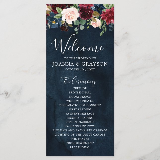 Programme Brousse Bourgogne Marine Bleu Botanique Floral Boh (Devant)