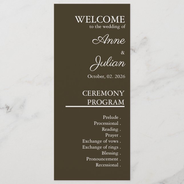 Programme Brown Modern Minimalist Bridal Program QR Code (Devant)