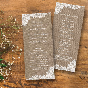 Programme Burlap Rustique et collection Vintage de dentelle