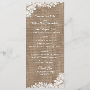Programme Burlap Rustique et collection Vintage de dentelle